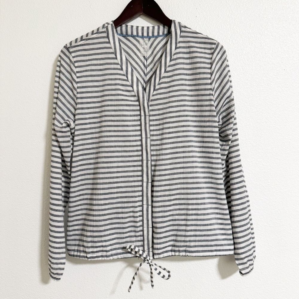 Mountain Hardwear Striped Button Up Drawstring Hem Top